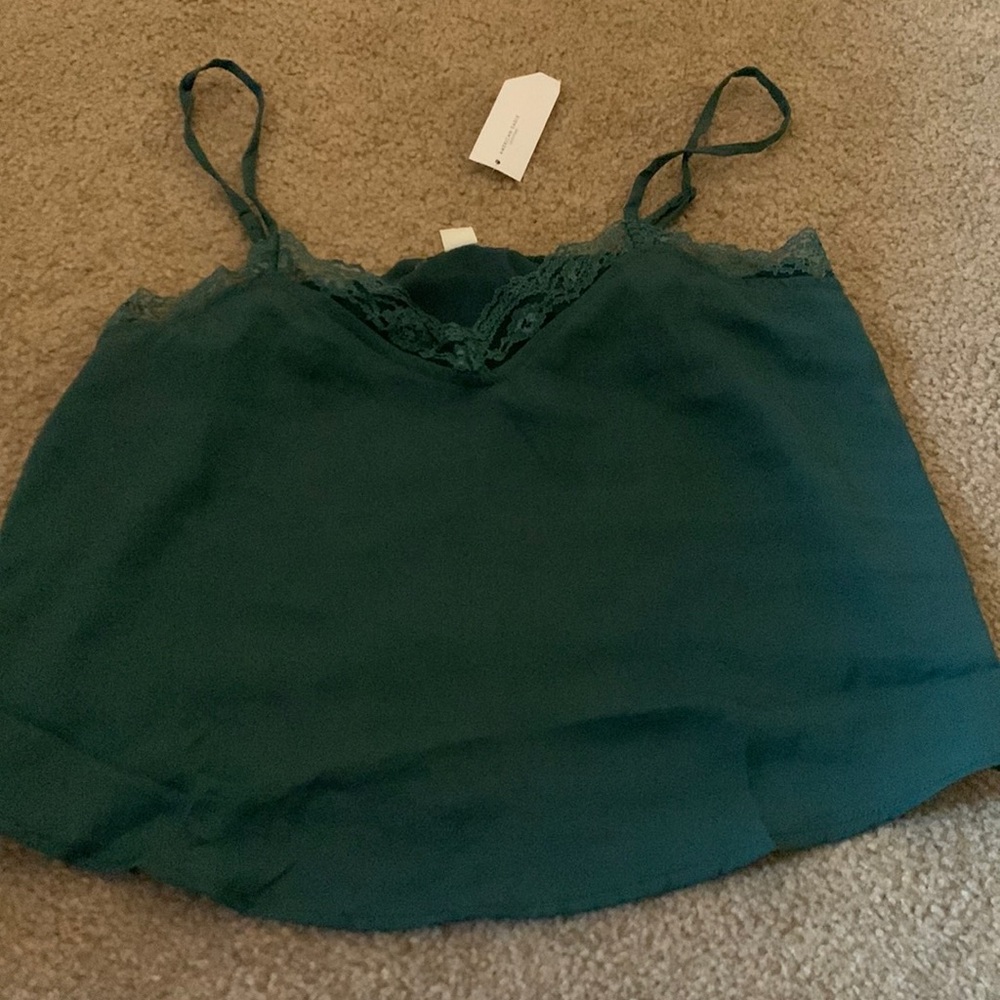 Green lace trim cami size small never been worn
